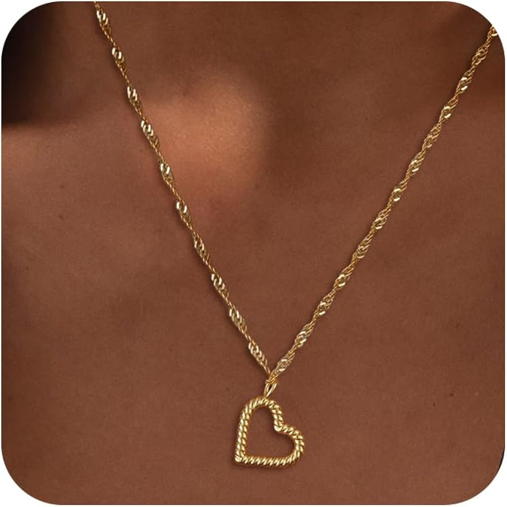 ASCOMY Dainty Gold Necklace for Women 14K Gold Plated Necklaces for Her Delicate Love Heart Neckl... | Amazon (US)