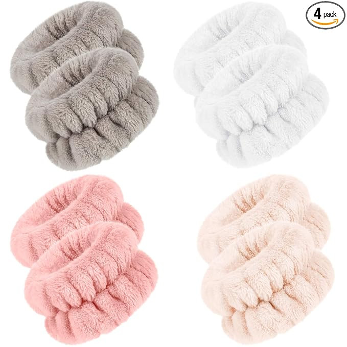 Chuangdi 4 Pairs Wrist Bands for Washing Face Wrist Spa Microfiber Wash Towel Band Scrunchies Abs... | Amazon (US)