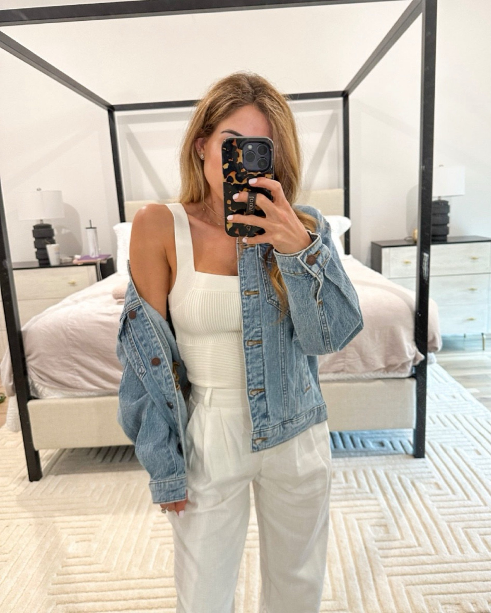 Oversized trucker jacket size xxs knit tank linen pants spring vacation outfit 

#LTKsalealert #LTKfindsunder50 #LTKfindsunder100