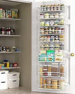 Moforoco White 9-Tier Over The Door Pantry Organizer, Pantry Organization And Storage, Metal Hang... | Amazon (US)