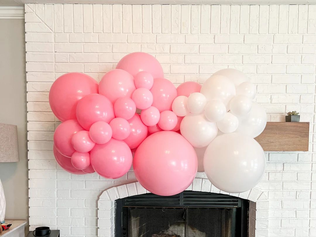 Pink and White Balloon Garland Baby Shower Balloons Birthday - Etsy | Etsy (US)