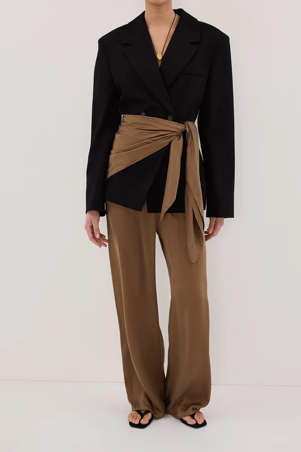 PERCY CHESTNUT SILK SCARF TOP | DISSH