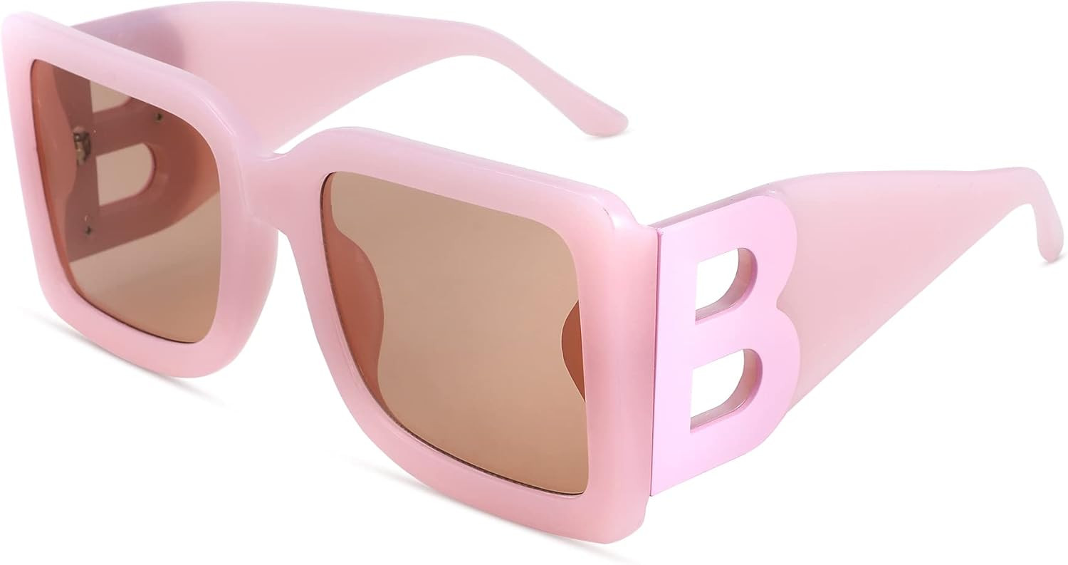 Bouryo Fashion Big Square Sunglasses for Women Men Trendy Black Thick Frame Luxury Designer Overs... | Amazon (US)