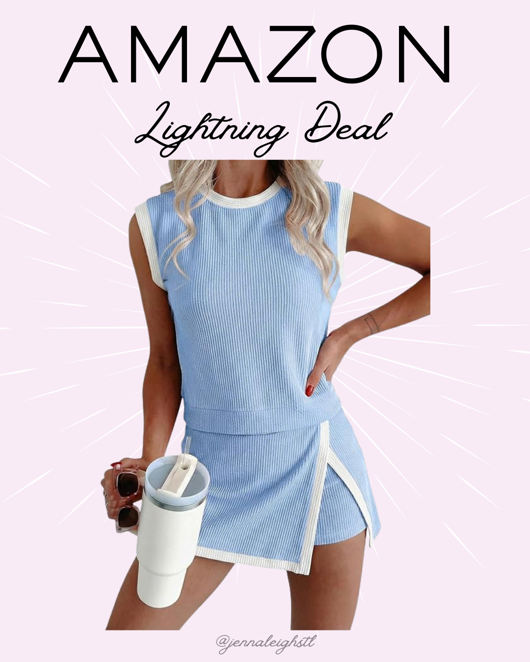 Amazon lightning deal, 25% off this EVALESS two piece summer set with the ribbed knit tank and split lined skirt. Such a cute and easy outfit for summer 

 #LTKootd #LTKSeasonal #LTKActive