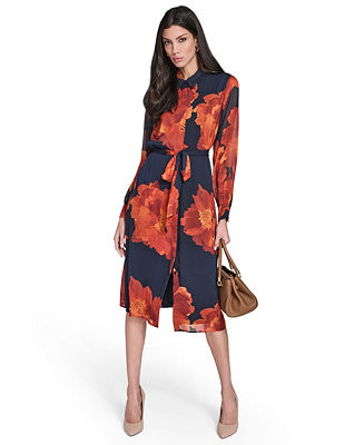 Calvin Klein Women's Printed Midi Shirtdress - Macy's | Macy's