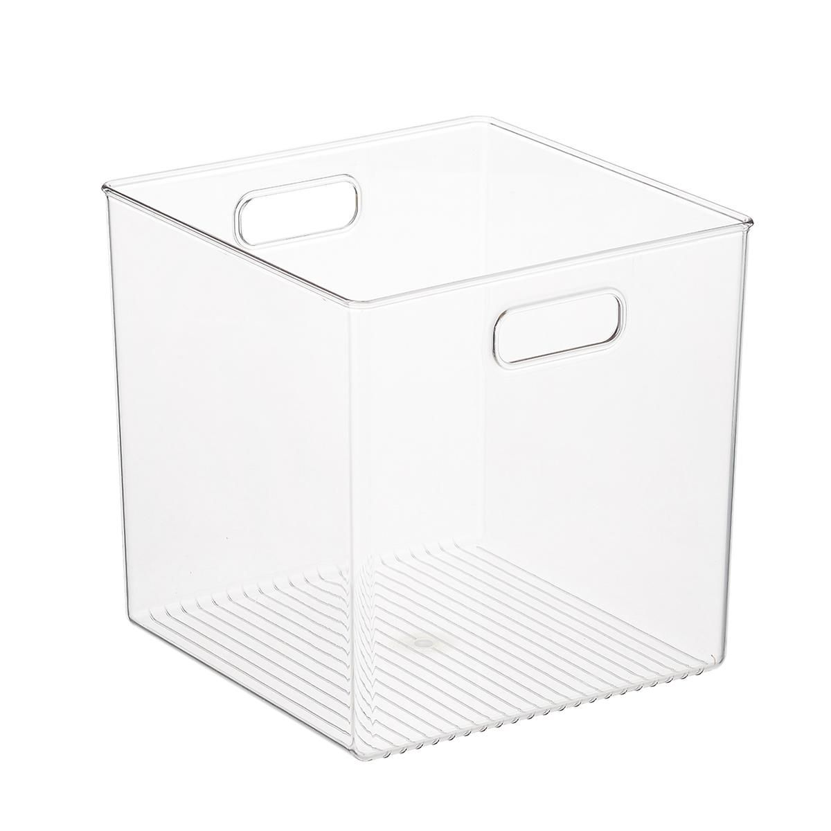 iDESIGN Large Linus Cube Bin w/ Handles Clear | The Container Store