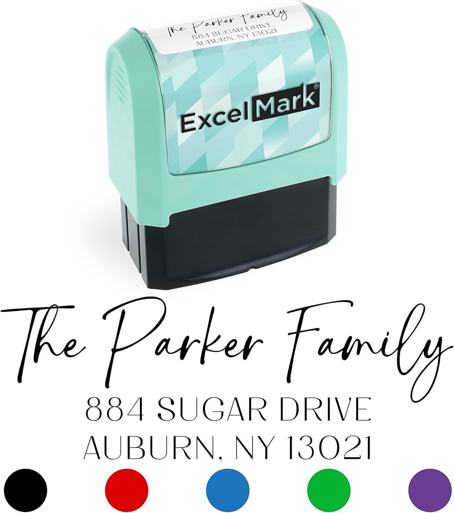 ExcelMark Address Stamp - Custom Return Address Stamp with Elegant Designs, Vibrant Colors & Patt... | Amazon (US)