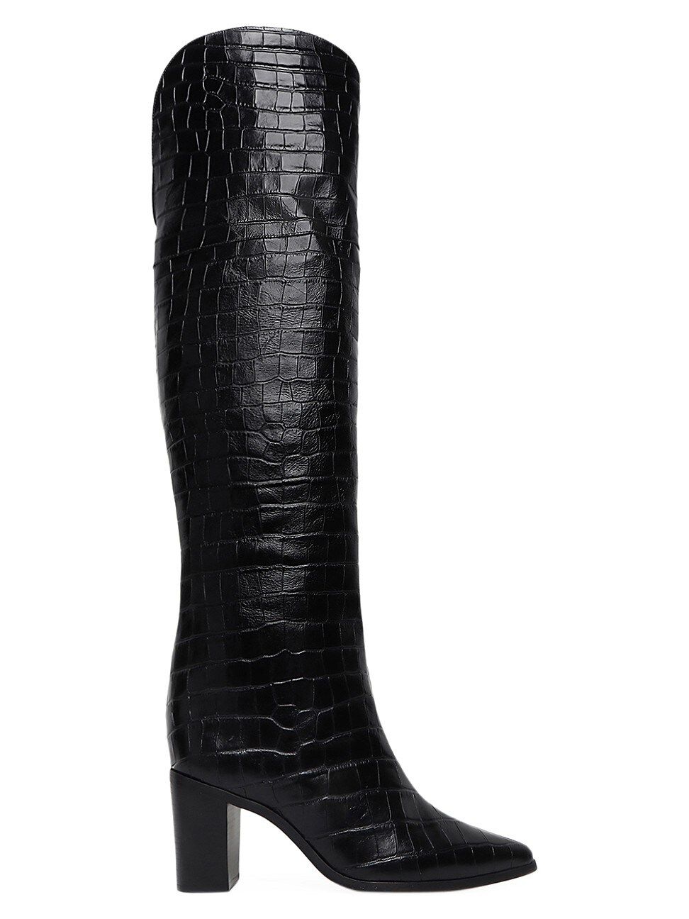 Schutz Women's Anaisha Over-The-Knee Croc-Embossed Leather Boots - Black - Size 8.5 | Saks Fifth Avenue