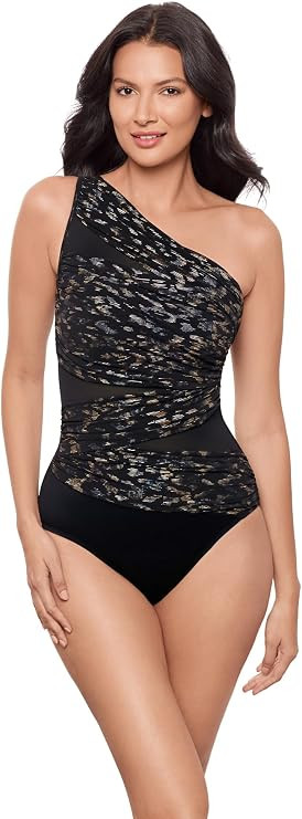 Miraclesuit Women's Slimming Swimwear JENA One Shoulder Tummy Control One Piece Swimsuit Bathing ... | Amazon (US)