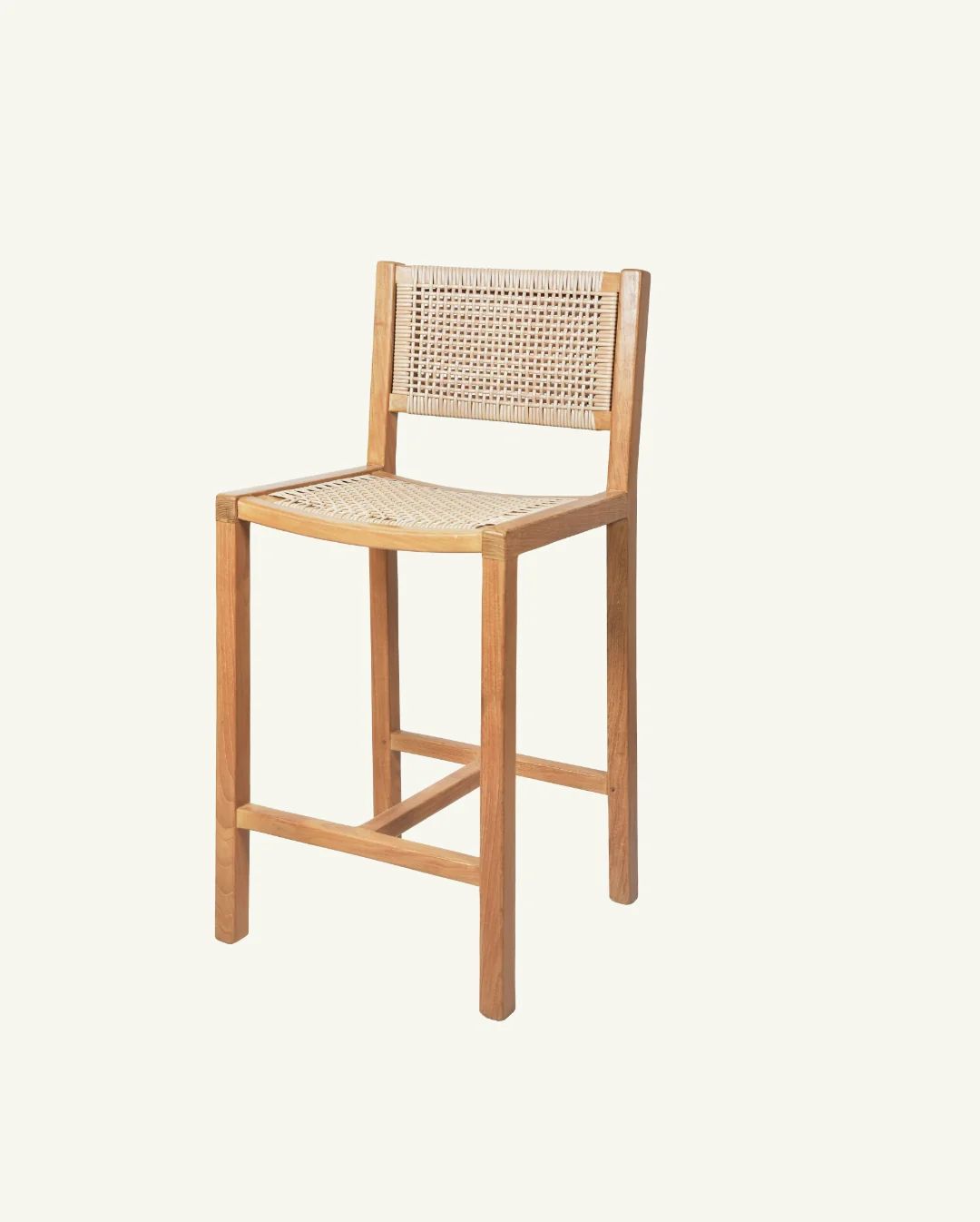 Stool x Pure Salt - Teak Counter Stool with Woven Rattan | Hati Home