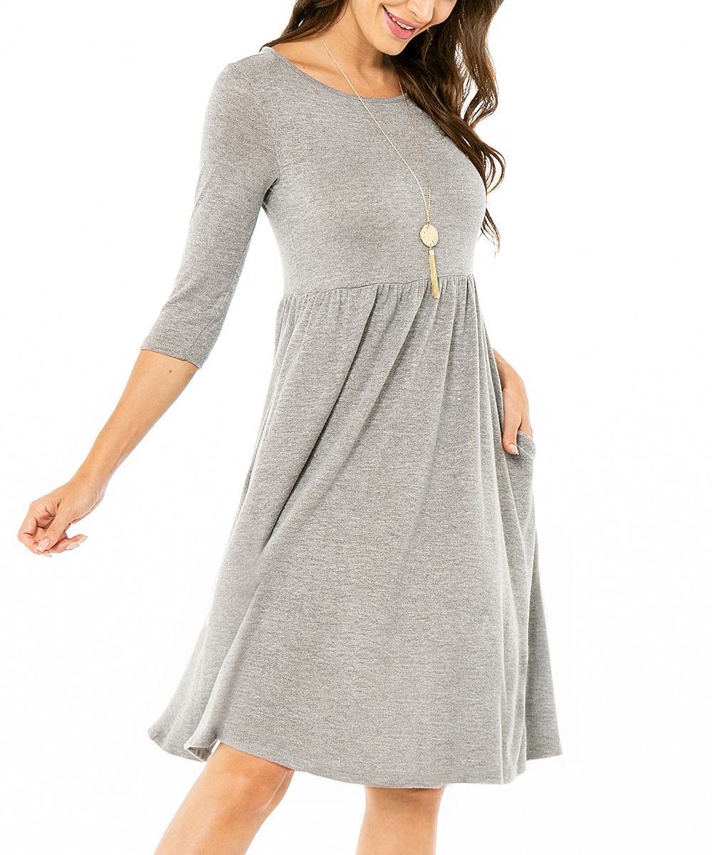 Paolino Women's Casual Dresses H-grey - Heather Gray Scoop Neck Sweater Dress - Women | Zulily