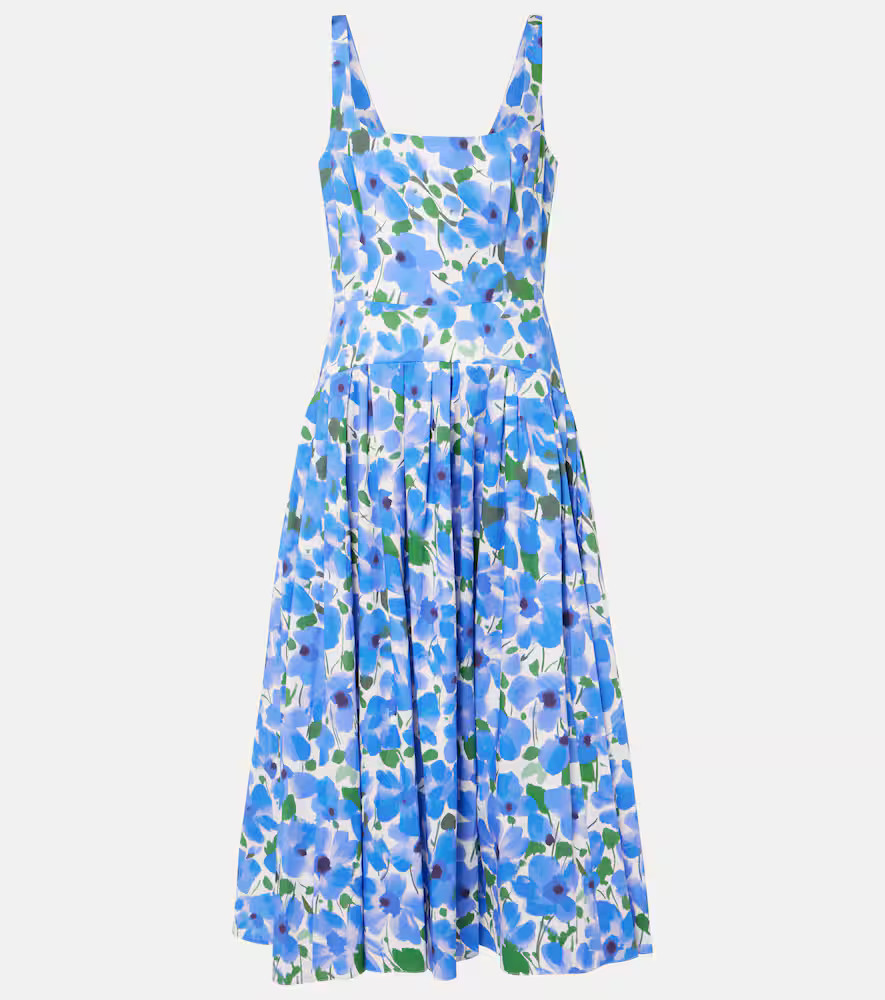 Carolina Herrera Floral cotton-blend midi dress | Mytheresa (US/CA)