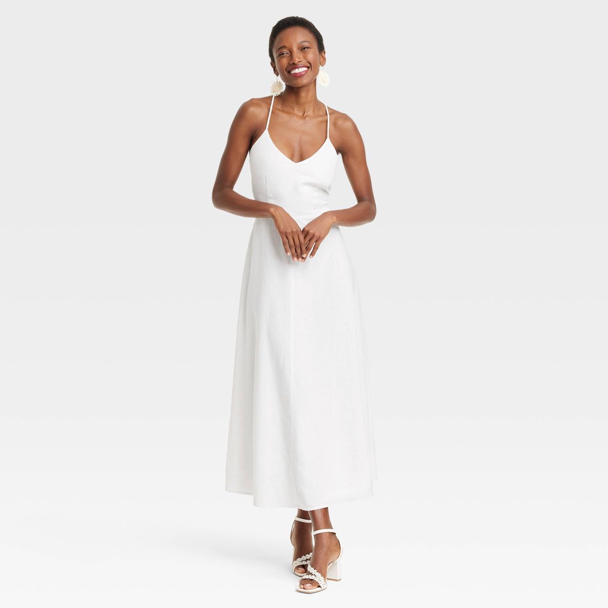 Women's Linen Midi Sundress - A New Day™ White XS | Target