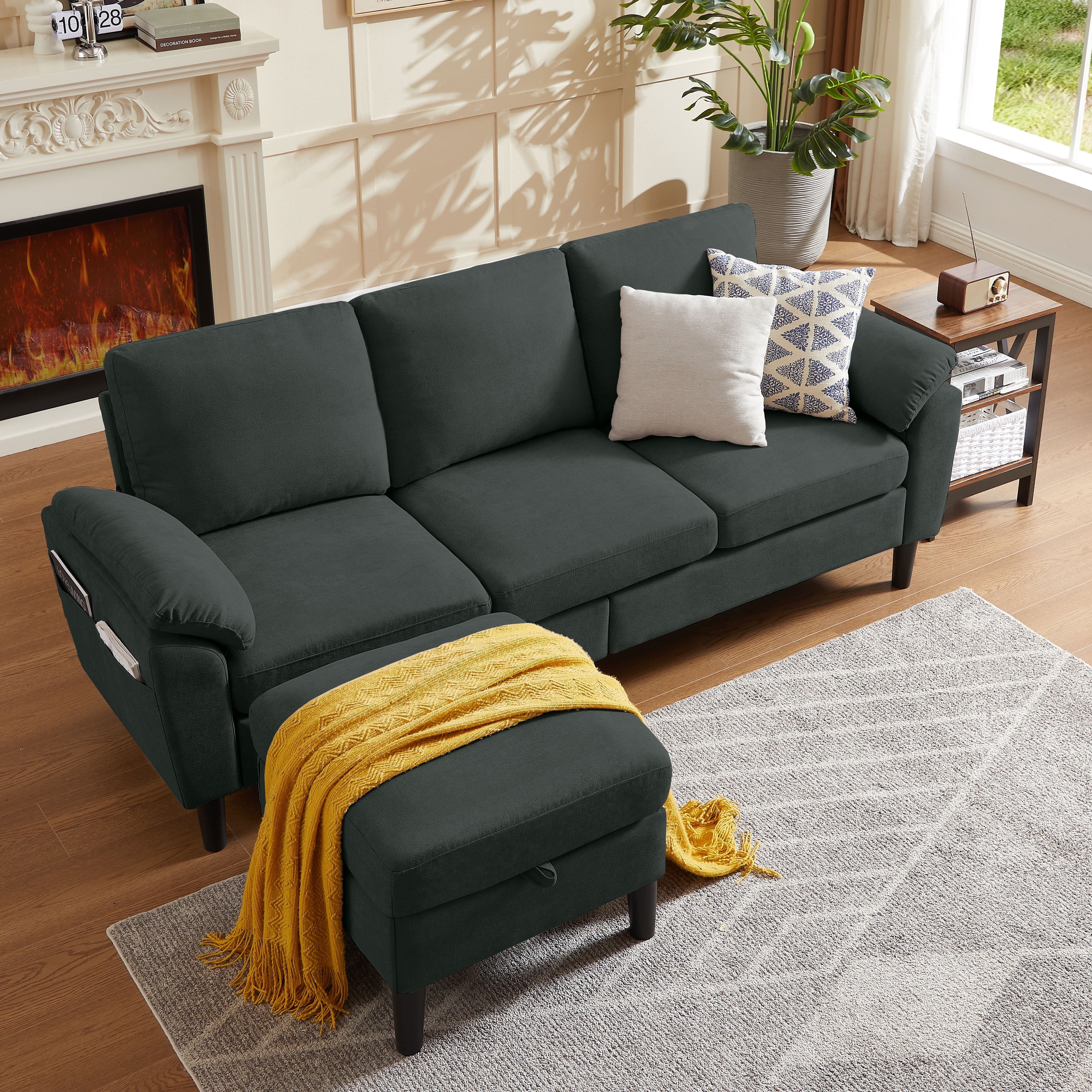 Pingliang Home Sectional Sofa Couch with Storage Ottoman,Modern 3 Seat L Shaped Sofa Couch for Li... | Walmart (US)