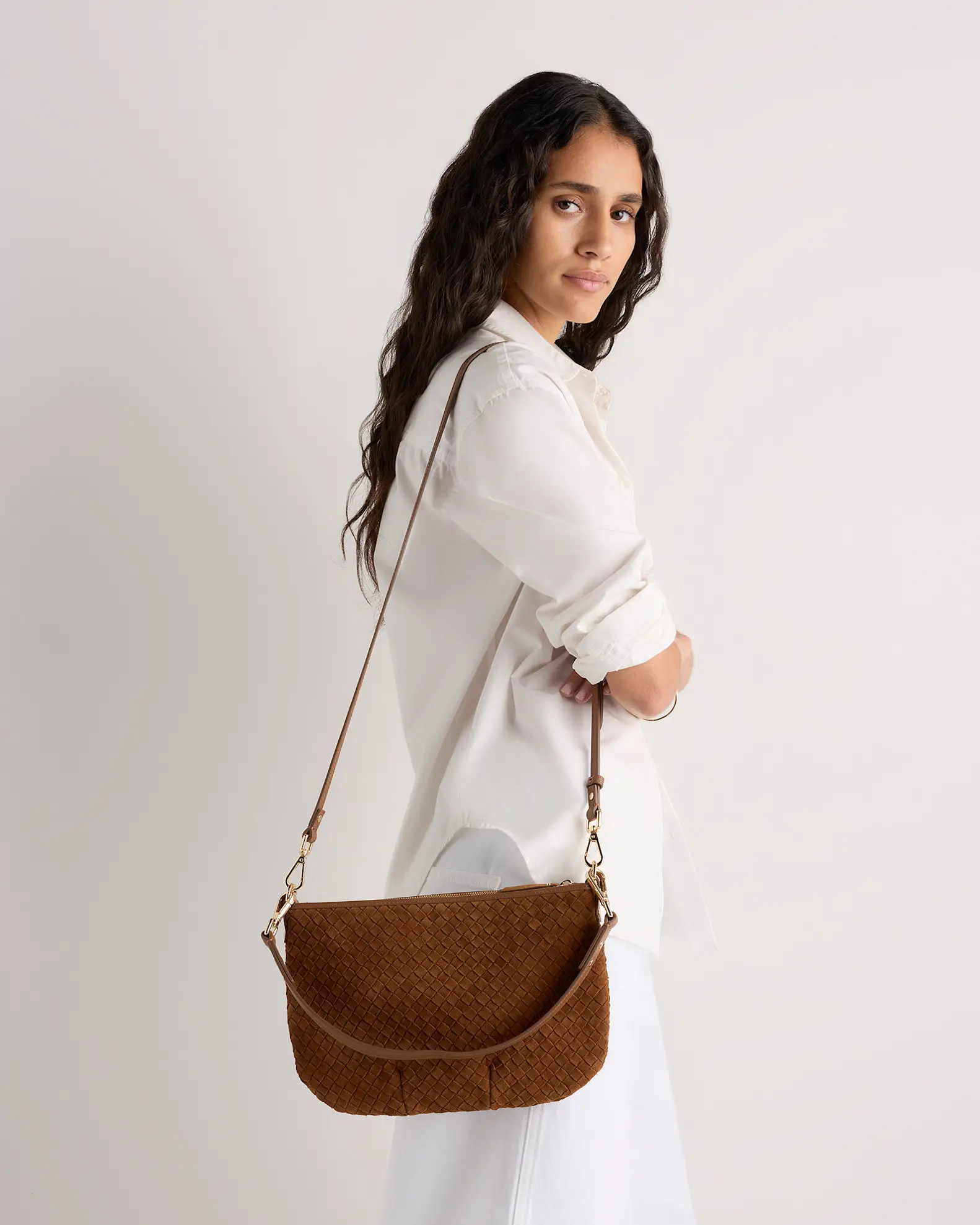 Sloane Suede Handwoven Mini Shoulder Bag | Quince