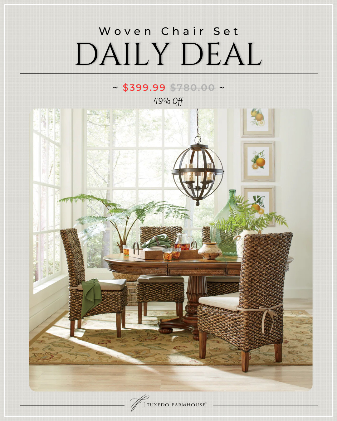 This side chair adds a breezy farmhouse style to your dining room or kitchen nook. It's made with solid wood block legs and features a tall, full back and apron that is made from woven seagrass wicker in a two-tone hazelnut and beige hue. This chair also comes with a padded cushion to keep you comfortable while you and your guests linger over that last slice of cobbler. The cushion stays in place thanks to some handy ties. We love that this chair comes in a set of two so you can give your dining space a cohesive look. 

 #LTKSeasonal #LTKHome #LTKSaleAlert