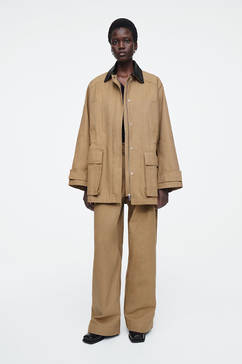 LEATHER-COLLAR FIELD JACKET - CAMEL - COS | COS UK