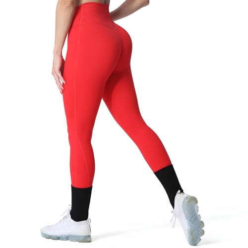 Aoxjox High Waisted Workout Leggings for Women Trinity Yoga Pants 26.5" (Racing Red, X-Small) | Amazon (US)