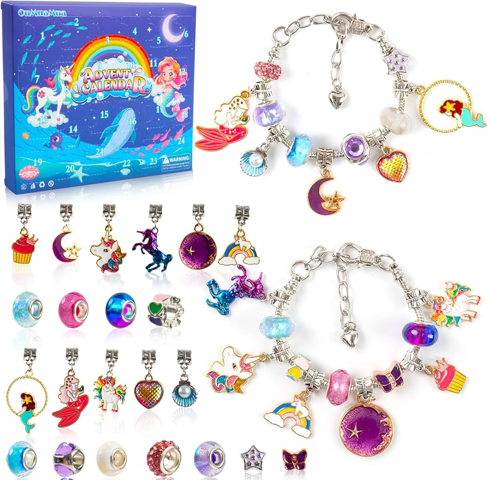 OuMuaMua Christmas Advent Calendar Bracelets 2024 for Girls, 24 Days Christmas Countdown Calendar... | Amazon (US)