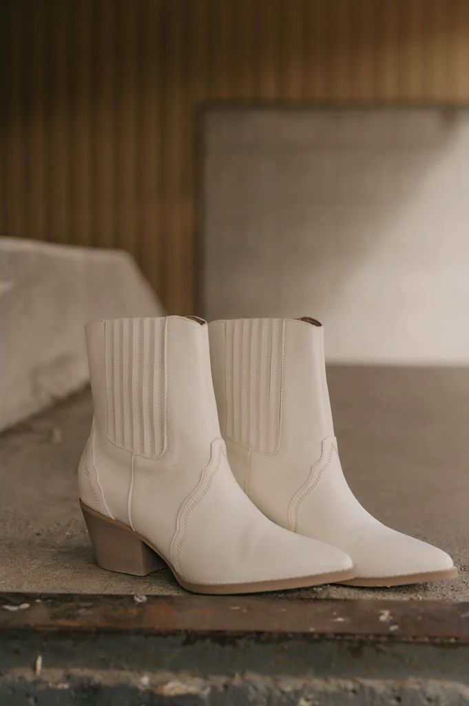 Tiffany White Ankle Boots | She Is Boutique