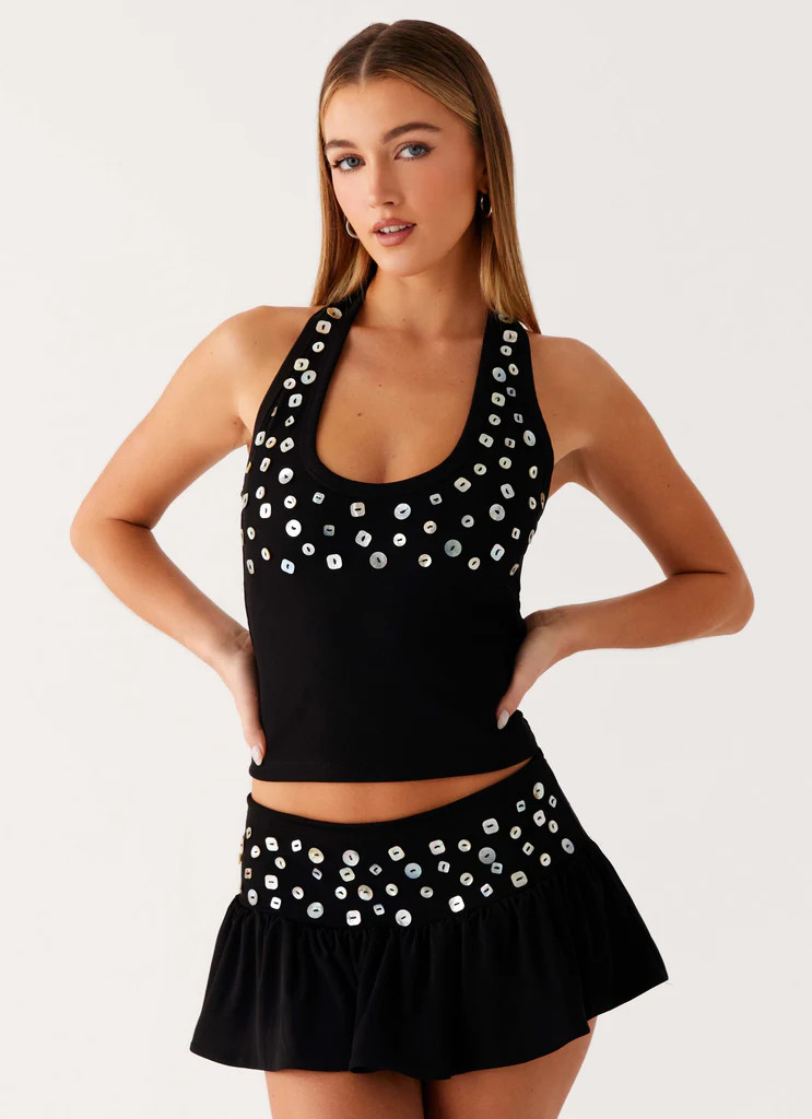 Vegas Nights Halter Neck Top - Black | Peppermayo (Global)