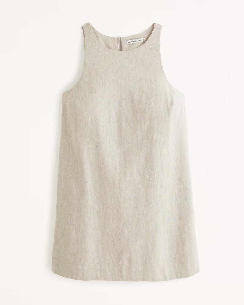 High-Neck Linen-Blend Mini Dress | Abercrombie & Fitch (US)