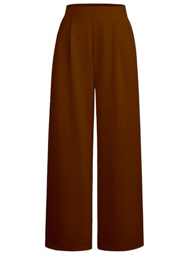 DeXianLai Women Wide Leg Dress Pants 2025 Mid Waisted Pleated Business Casual Trousers Office Work Palazzo Pants Medium | Amazon (US)