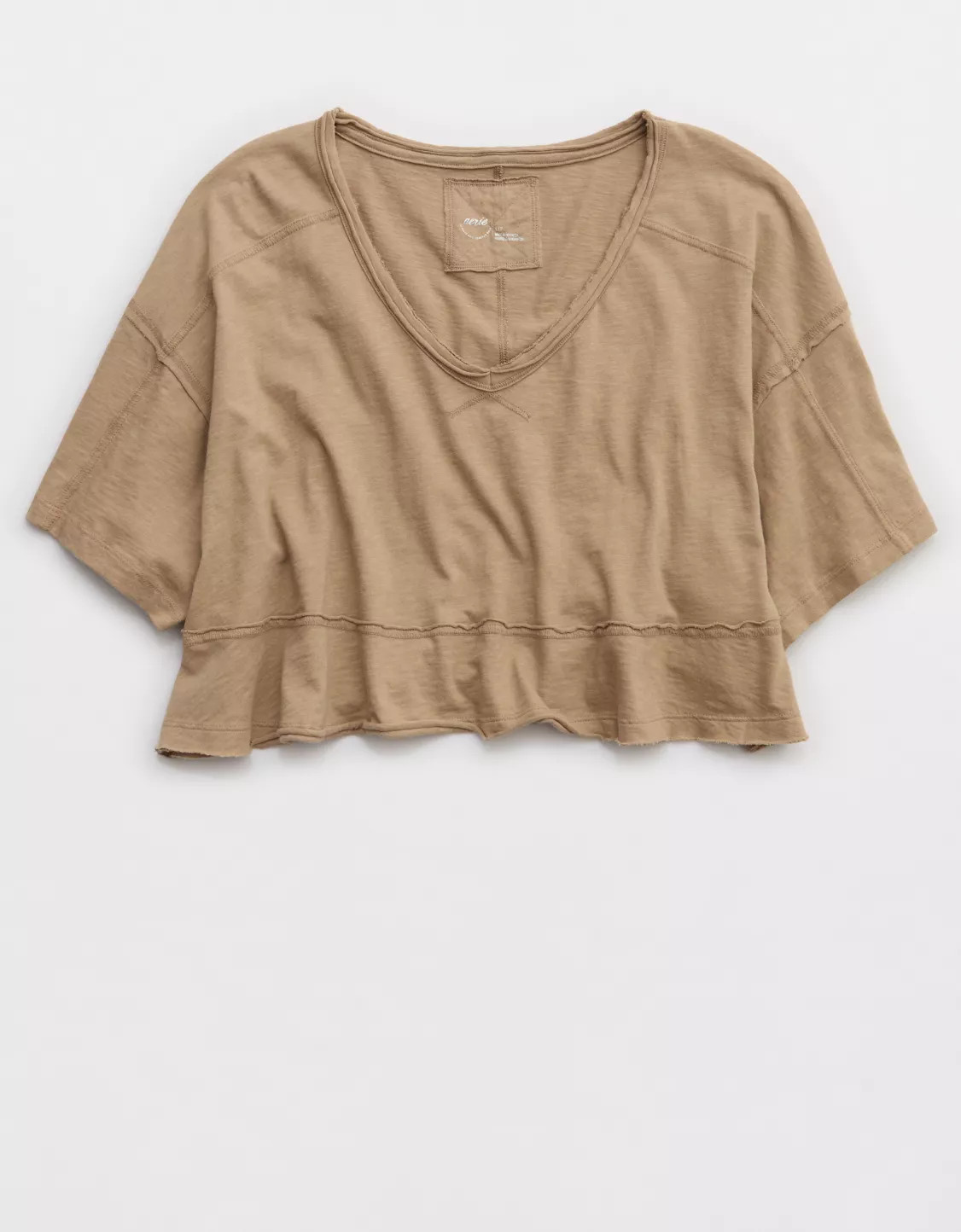 Aerie Happiest Cropped V Neck T-Shirt | Aerie