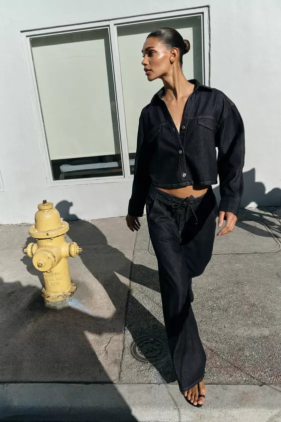 Z1975 SHORT DENIM SHIRT WITH FLAPS | Zara US