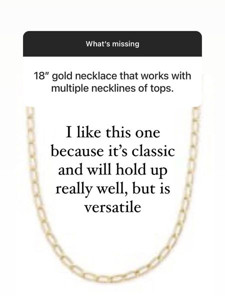 Classic 18” gold necklace that you can wear with multiple necklines and quality piece!

#LTKstyletip #LTKunder50 #LTKFind