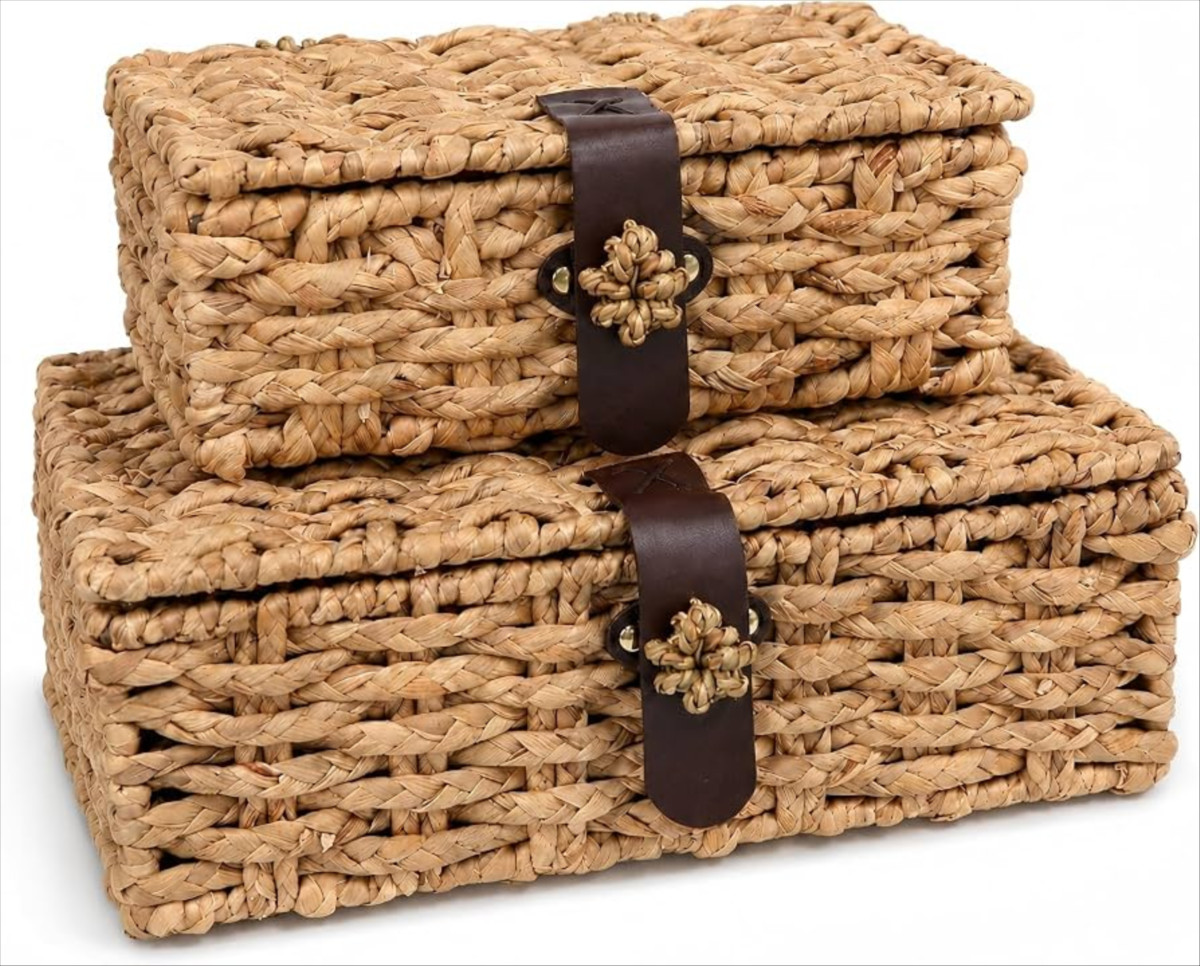 Woven Lidded Baskets, Set of 2, from Amazon