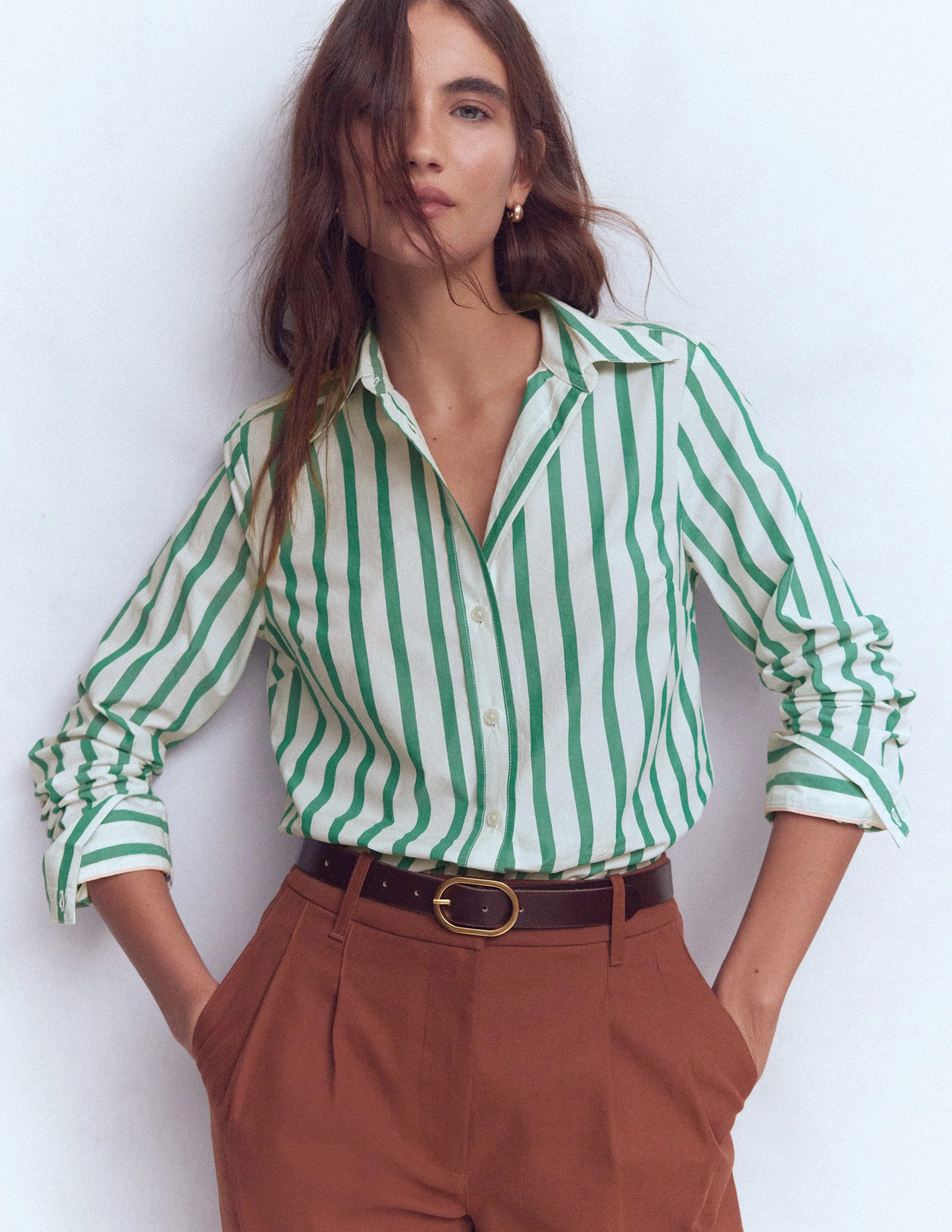 Sienna Cotton Shirt
                    
                      
                        Green and... | Boden UK