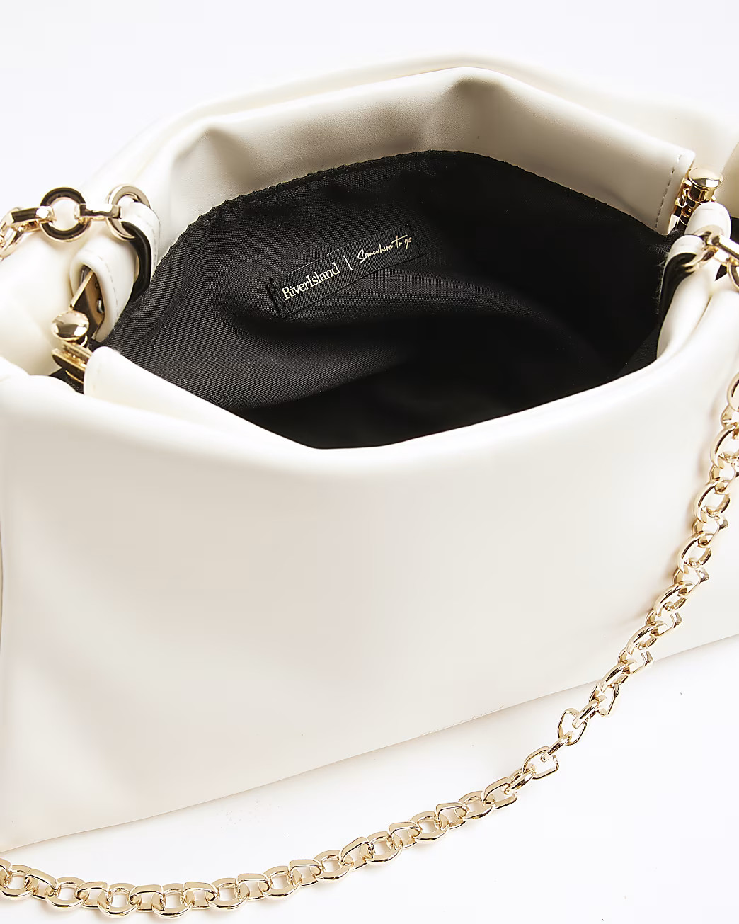 White Faux Leather Frame Top Clutch Bag | River Island UK & IE