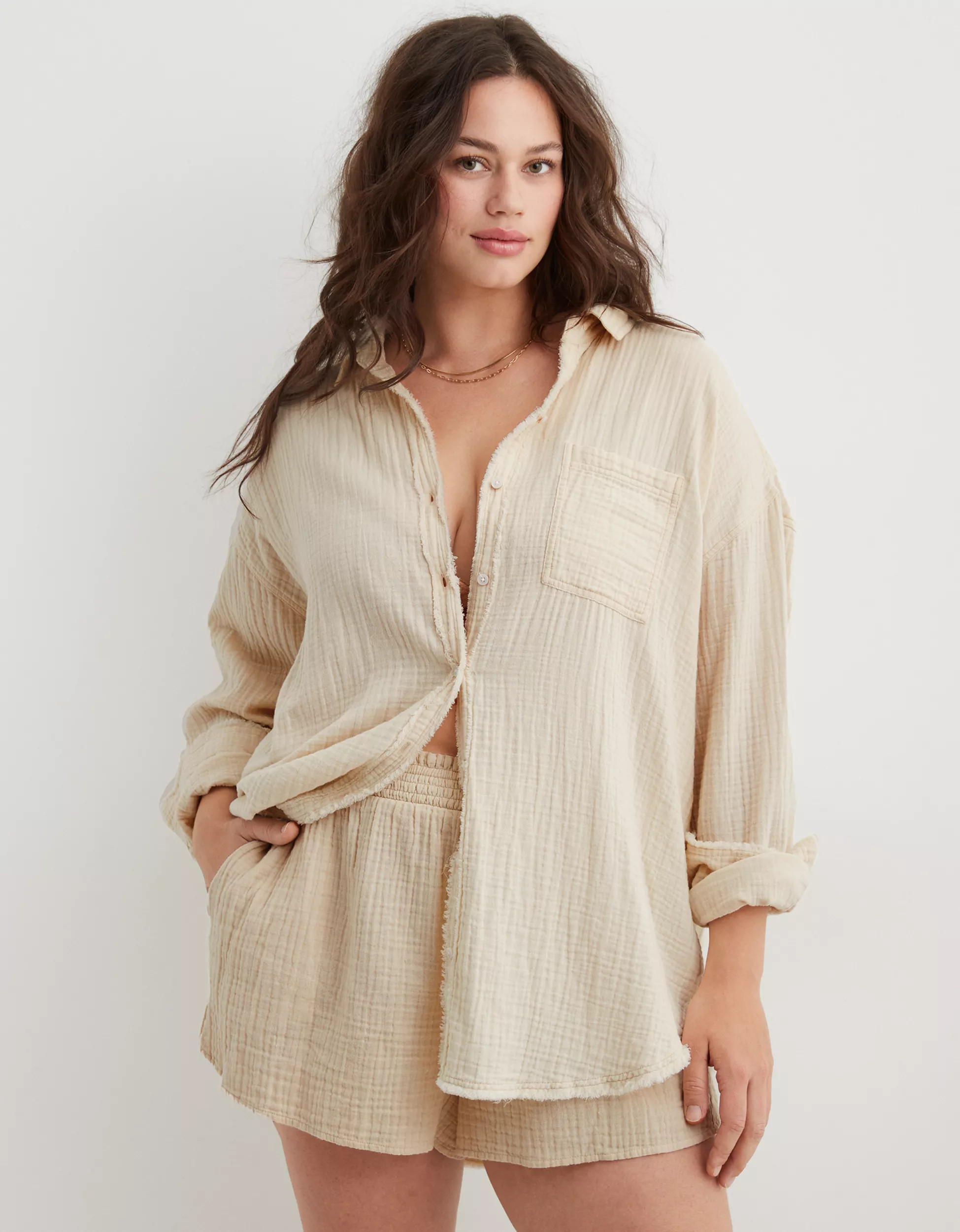 Aerie Pool-To-Party Cover Up Shirt | Aerie