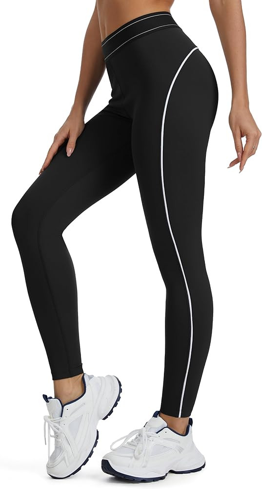 Tapata Women's Workout Leggings High Waist Tummy Control Side Striped Athletic Running Yoga Pants | Amazon (US)