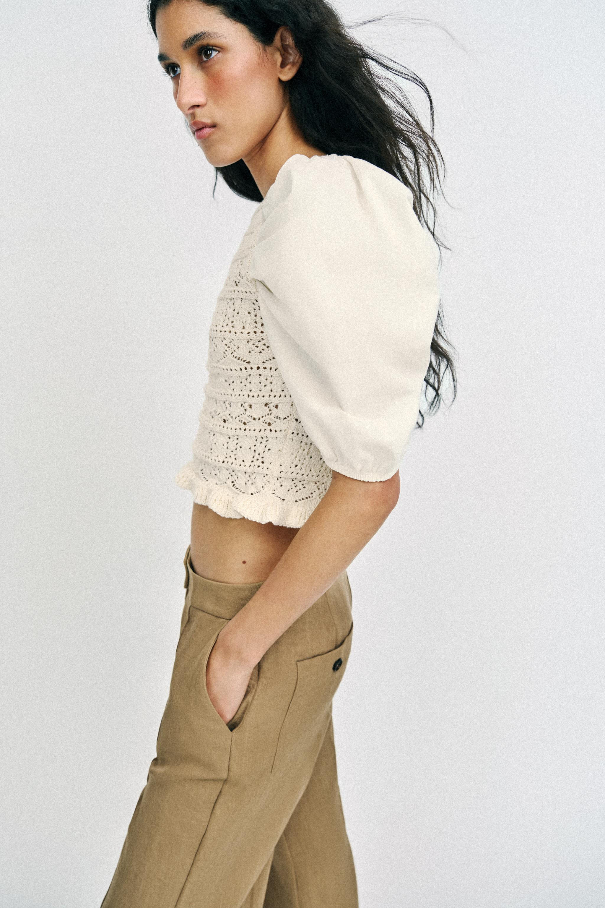 COMBINATION PUFF SLEEVE KNIT JUMPER | Zara US