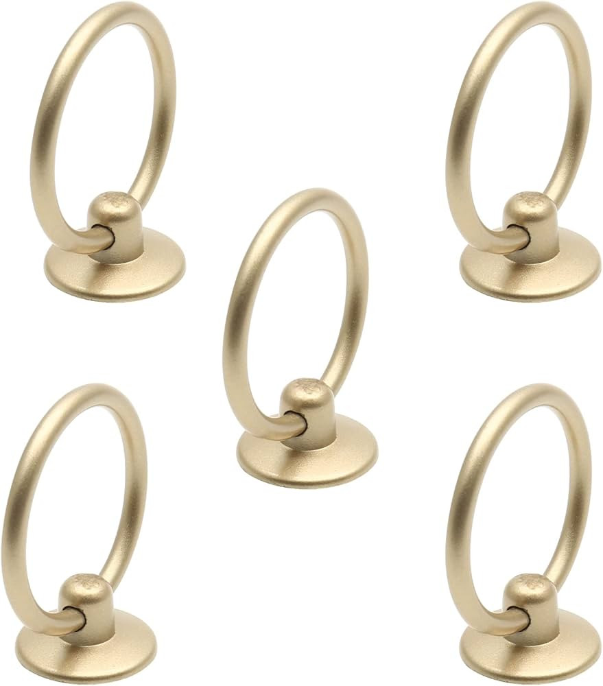 5Pcs Gold Ring Drawer Pulls, Brass Cabinet Ring Handles Drop Ring Knobs Single Hole Dresser Pulls... | Amazon (US)