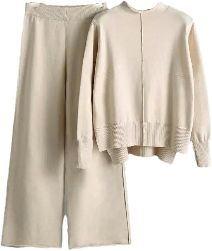Women's Casual Two Piece Knitted Tracksuit Sets Winter Cashmere Warm Turtleneck Sweater Harem Pan... | Amazon (US)