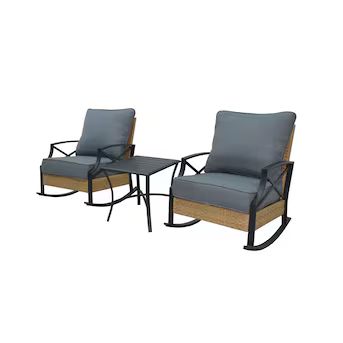 Style Selections Kenwood 3-Piece Wicker Patio Conversation Set with Gray Cushions | Lowe's