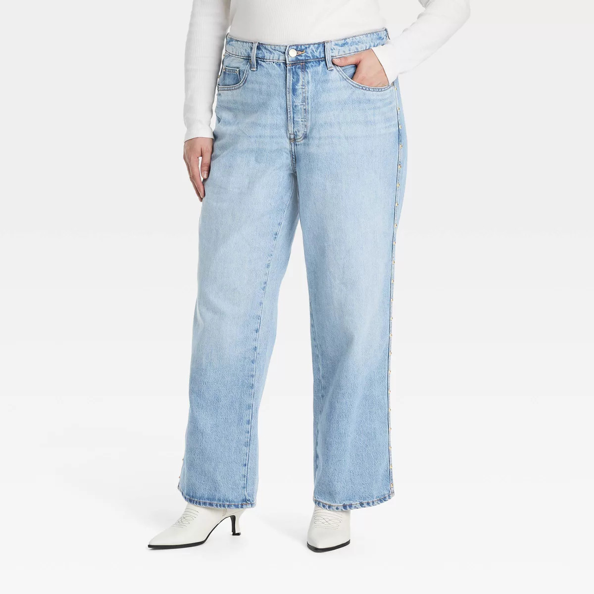 Women's Mid-Rise Studded 90's Baggy Jeans - Universal Thread™ Blue | Target