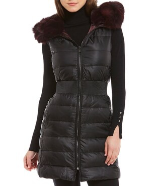 Antonio Melani Puffer Vest with Real Fox Fur Hood | Dillards Inc.