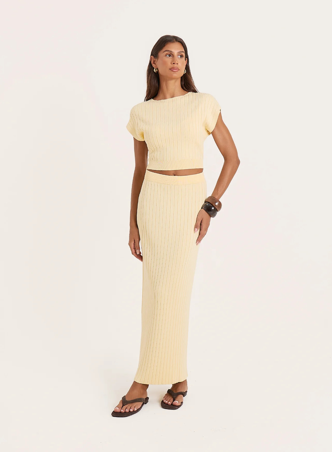 Women's Yellow Knitted Maxi Skirt | Lacie | 4th & Reckless | 4th & Reckless
