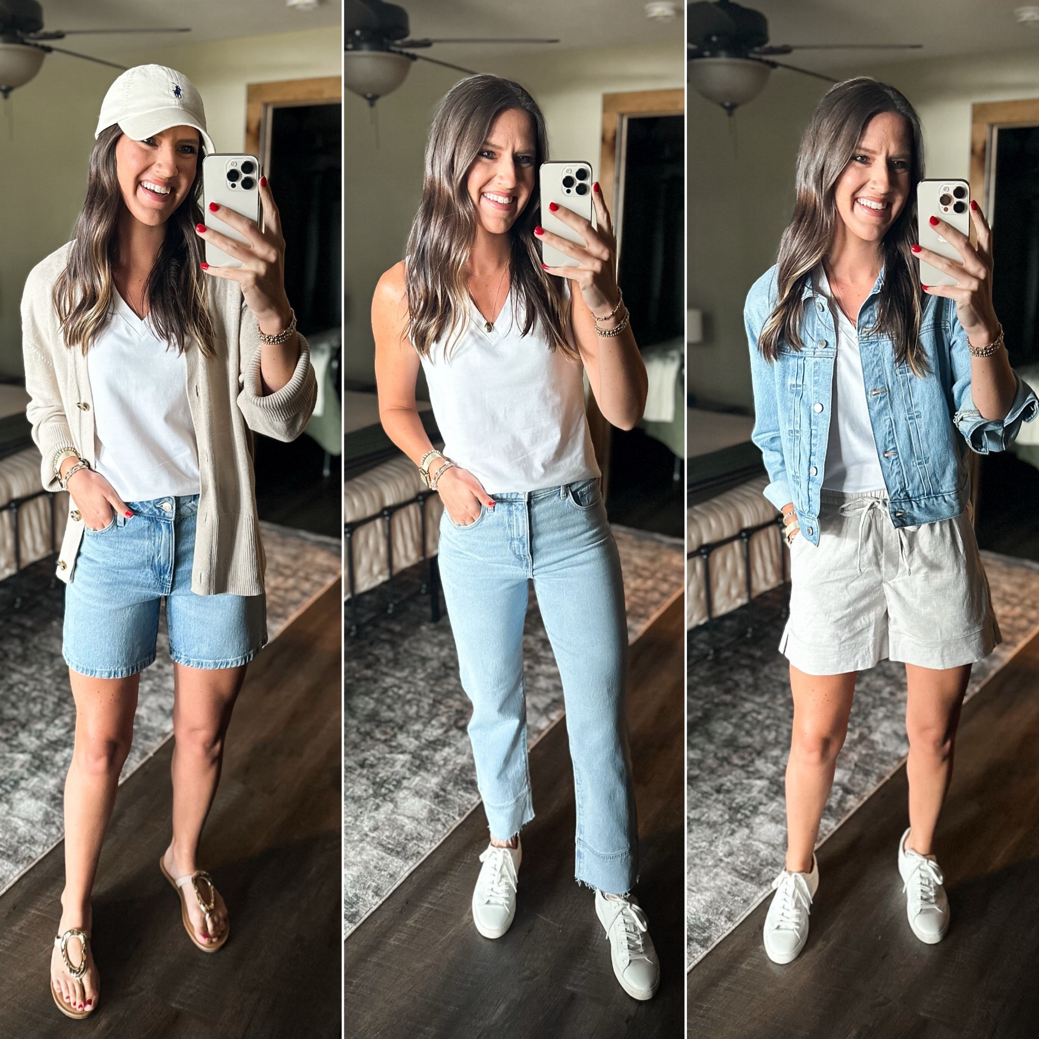 Summer Capsule Wardrobe - White Tank

Tank (small) 
Linking similar cardigan 
Denim (size 2) 
Jeans (size down, I’m in a 25/0) 
Linen shorts (size down, I’m in a xs) 
Denim jacket (small) 


#LTKFindsUnder100 #LTKFindsUnder50 #LTKStyleTip