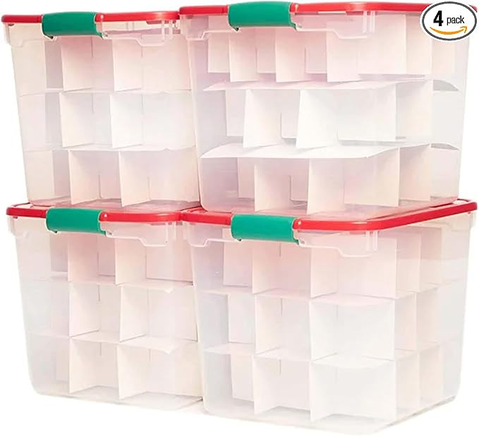 HOMZ 31 Quart Medium Clear Plastic Holiday Storage Container Bin with Latching Handles and Remova... | Amazon (US)