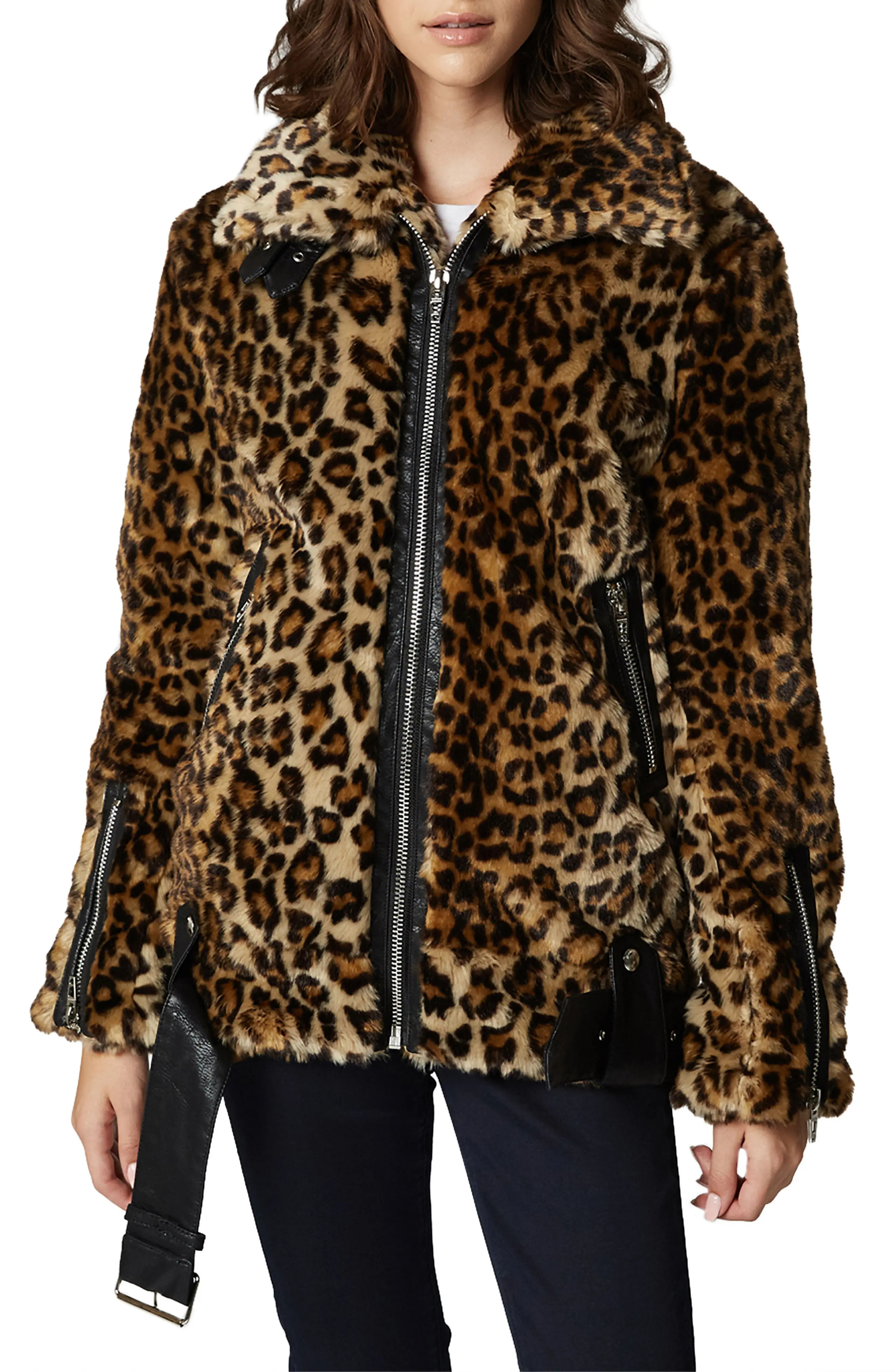 Women's Blanknyc Leopard Faux Fur Jacket, Size X-Small - Brown | Nordstrom