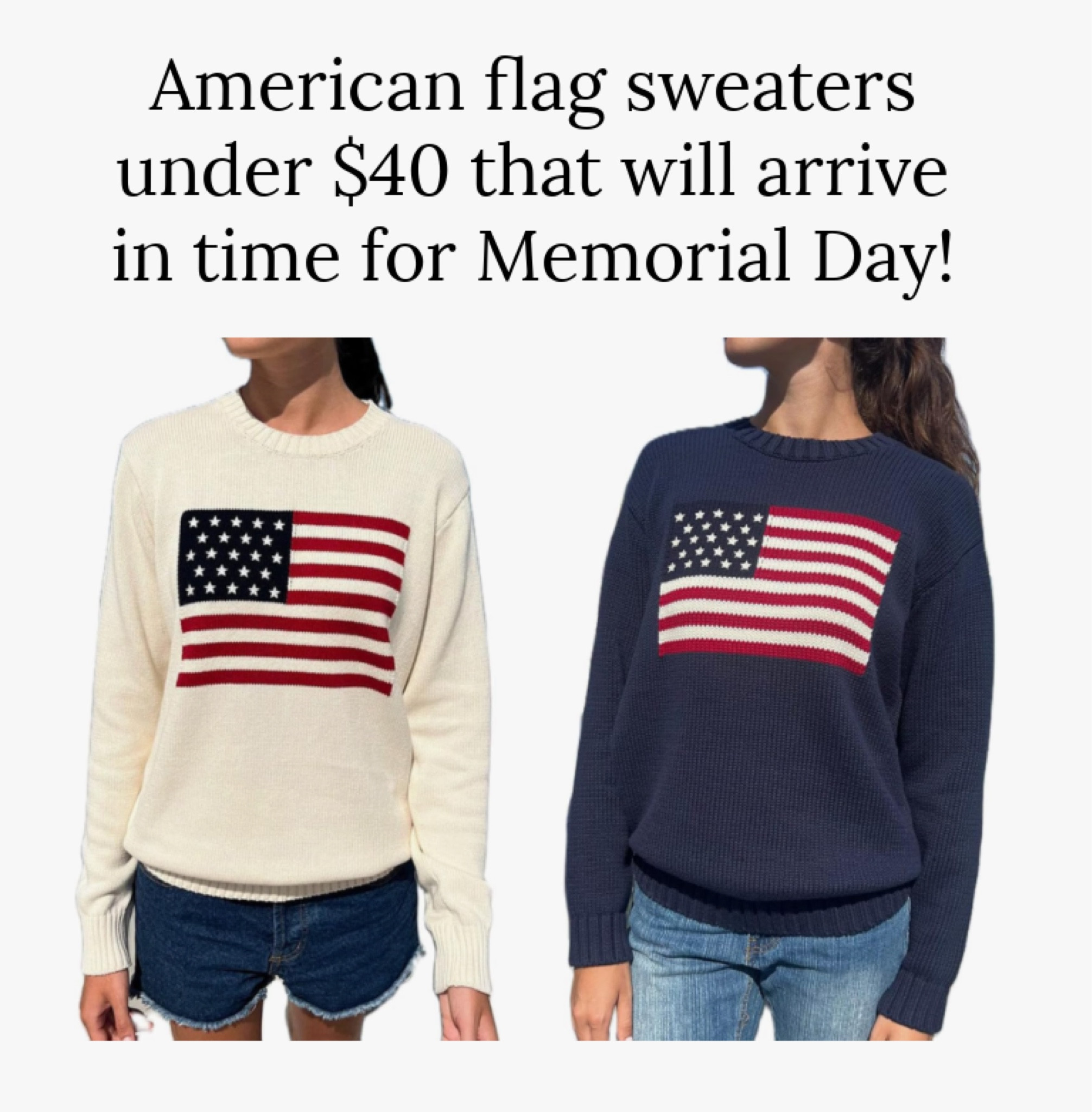 American flag sweaters that will arrive in time for Memorial Day! 

Americana
Amazon finds 
Memorial Day outfit 
4th of July outfit 
Fourth of July outfit 

#LTKSeasonal