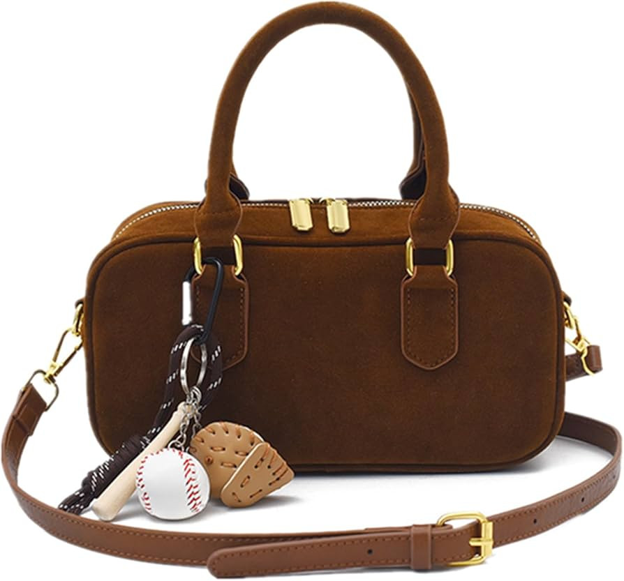 Suede Boston Totes Bag for Women Fashion Crossbody Bowling Bag Boho Shoulder Bag Crossbody Purse ... | Amazon (US)
