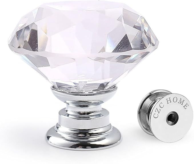 CZC HOME 25 PCS Diamond Crystal Glass Pull Handle Cabinet Knobs Cupboard Drawers Cabinet Dresser ... | Amazon (US)