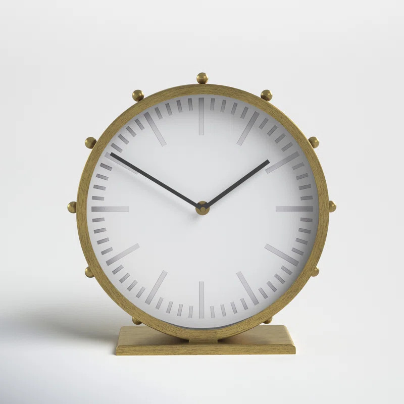 Waylon 11.0L X 3.1W X 11.0H Metal W/Studs Round Table Clock | Wayfair North America