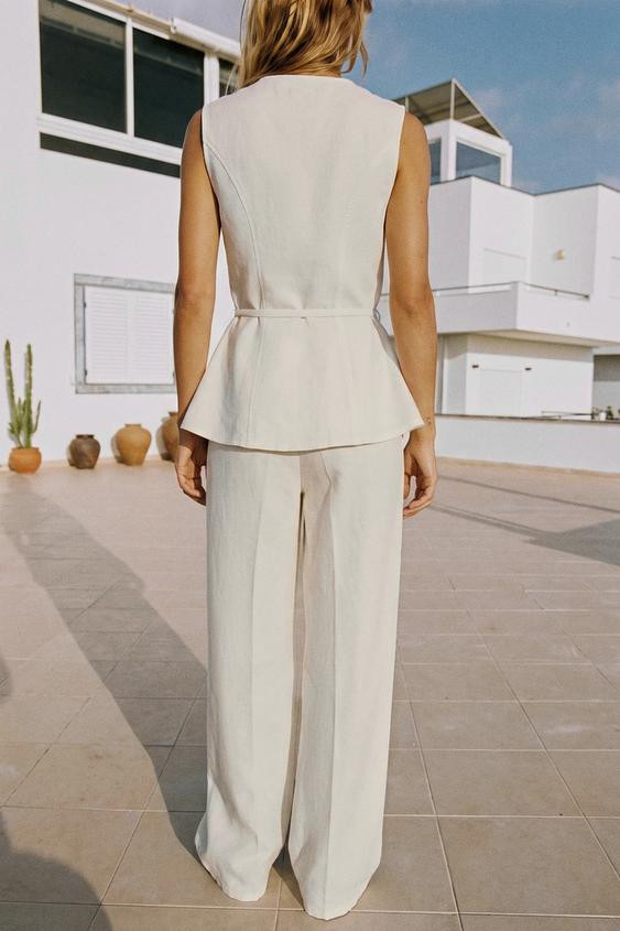 Zara - Z1975 Straight-Leg Jeans With Pressed Crease - White - 8 - Woman | Zara UK